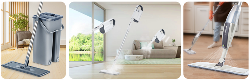 Esfregão de chão em spray com almofadas de microfibra