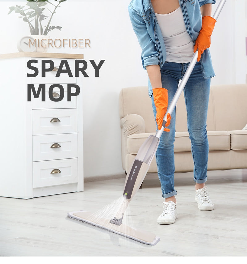Esfregão de chão em spray com almofadas de microfibra