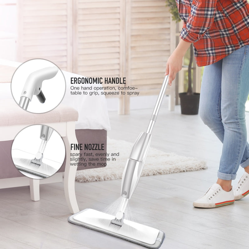 Esfregão de chão em spray com almofadas de microfibra