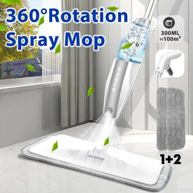Esfregão de chão em spray com almofadas de microfibra